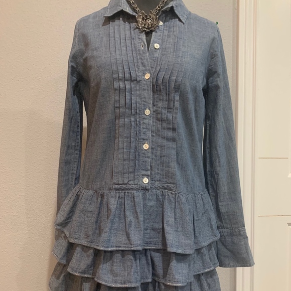 J. Crew Dresses & Skirts - J. Crew Denim Ruffled Dress